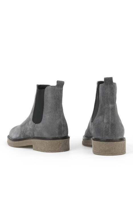 Hakiki Deri Erkek Bot Gri