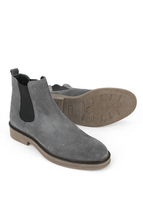 Hakiki Deri Erkek Bot Gri