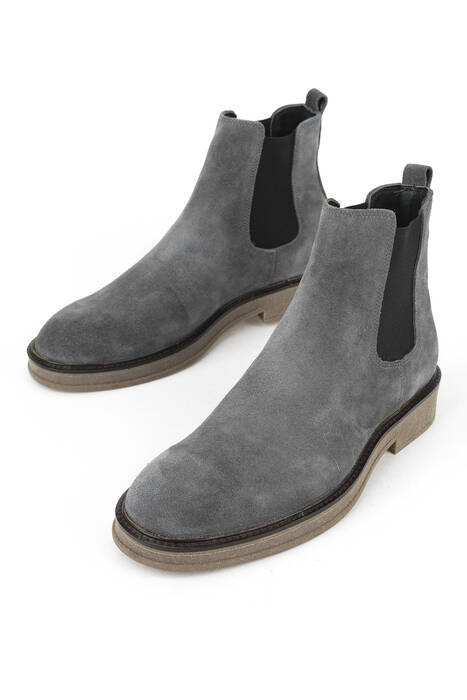 Hakiki Deri Erkek Bot Gri