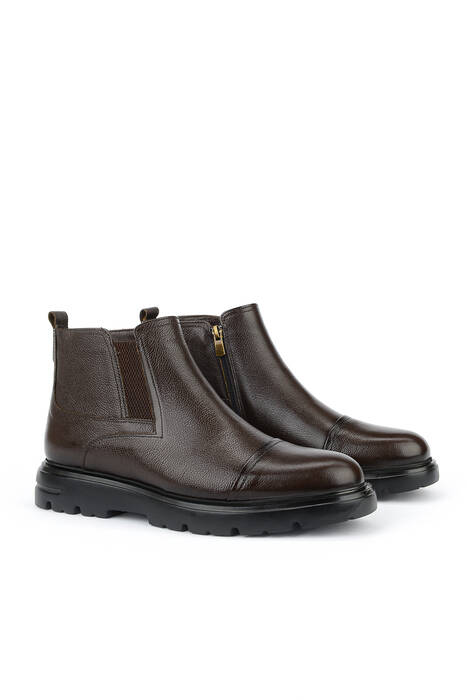 Hakiki Deri Erkek Bot Kahverengi