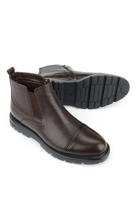 Hakiki Deri Erkek Bot Kahverengi