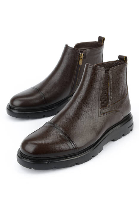 Hakiki Deri Erkek Bot Kahverengi