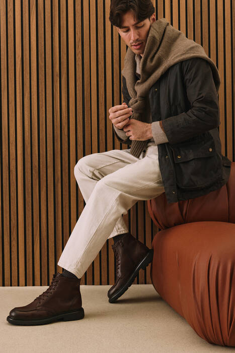 Hakiki Deri Erkek Bot Kahverengi