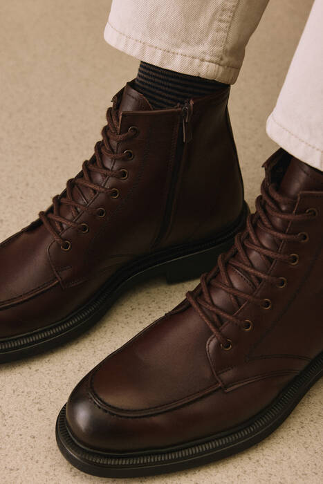 Hakiki Deri Erkek Bot Kahverengi