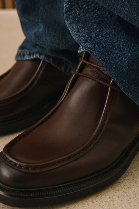 Hakiki Deri Erkek Bot Kahverengi