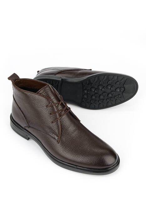 Hakiki Deri Erkek Bot Kahverengi
