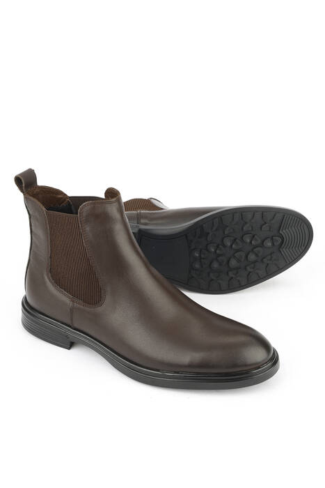 Hakiki Deri Erkek Bot Kahverengi