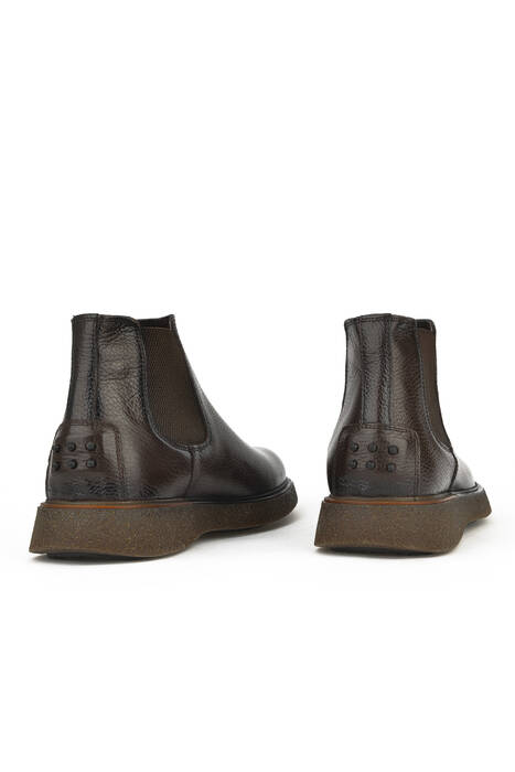 Hakiki Deri Erkek Bot Kahverengi