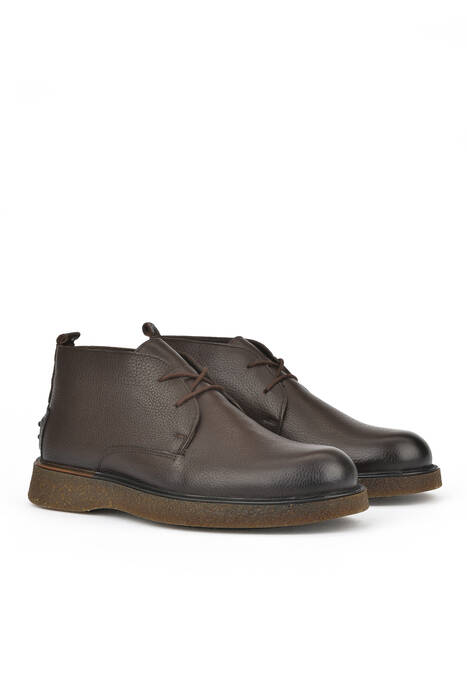 Hakiki Deri Erkek Bot Kahverengi