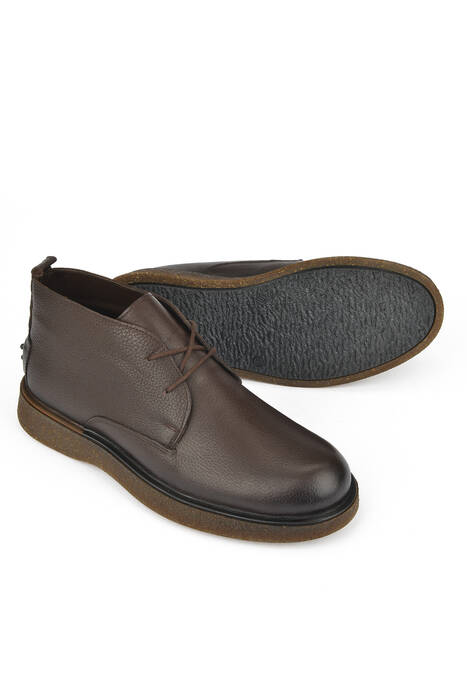 Hakiki Deri Erkek Bot Kahverengi