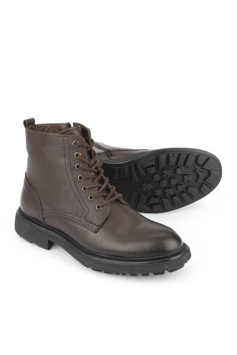 Hakiki Deri Erkek Bot Kahverengi