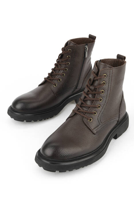 Hakiki Deri Erkek Bot Kahverengi
