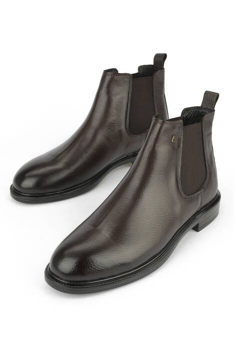 Hakiki Deri Erkek Bot Kahverengi