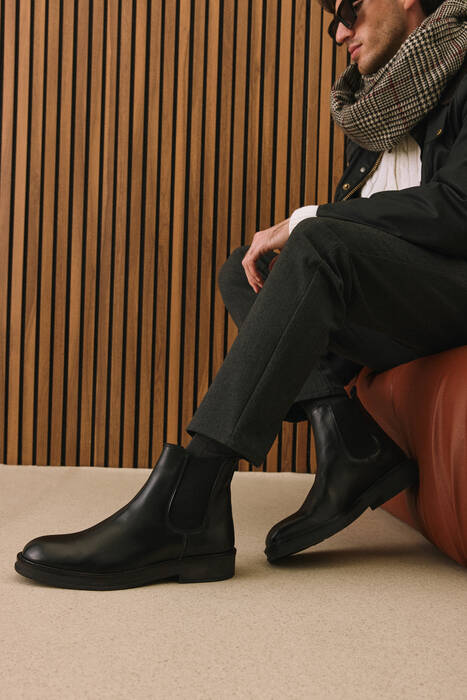 Hakiki Deri Erkek Bot Siyah