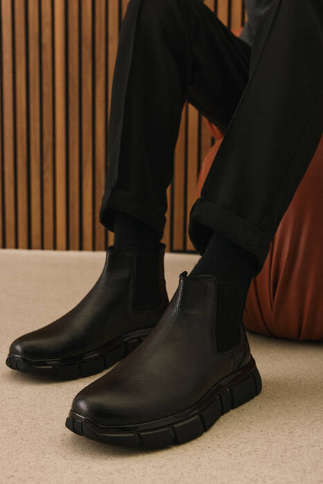 Hakiki Deri Erkek Bot Siyah
