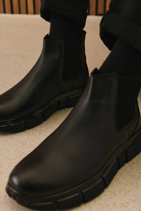 Hakiki Deri Erkek Bot Siyah