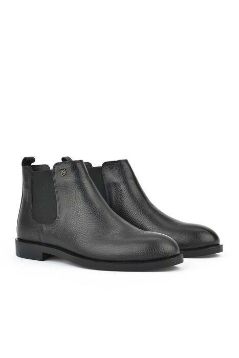 Black Genuine Leather Men's Boots