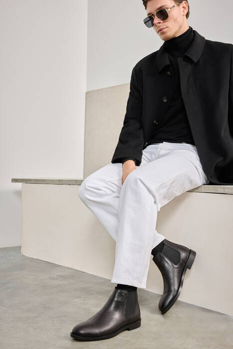 Black Genuine Leather Men's Boots