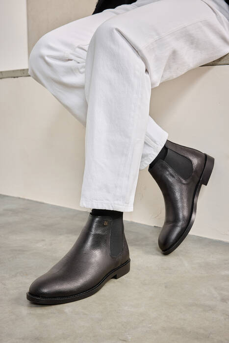 Black Genuine Leather Men's Boots