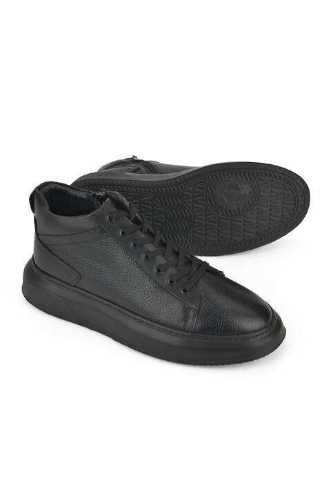 Black Genuine Leather Men's Boots
