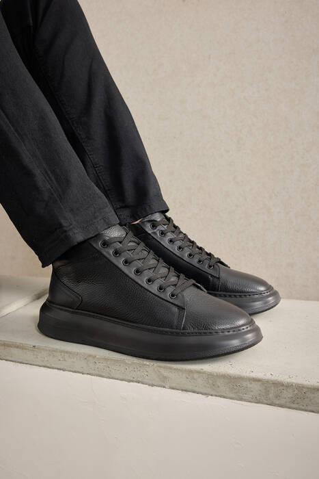 Black Genuine Leather Men's Boots