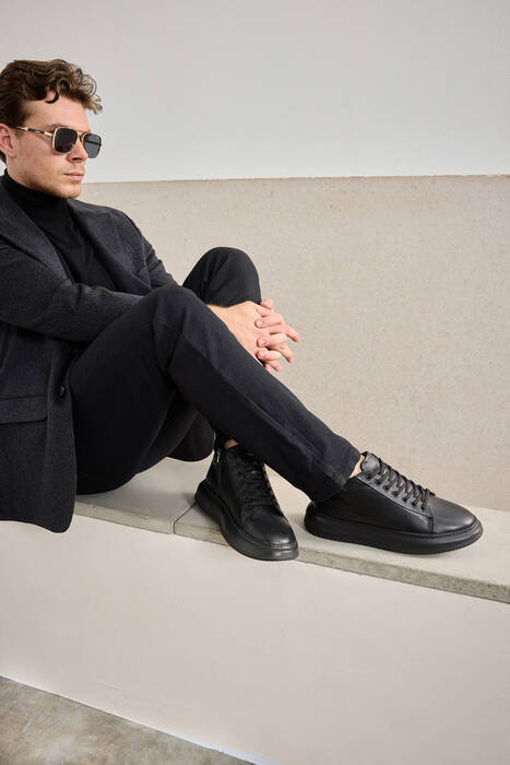 Black Genuine Leather Men's Boots