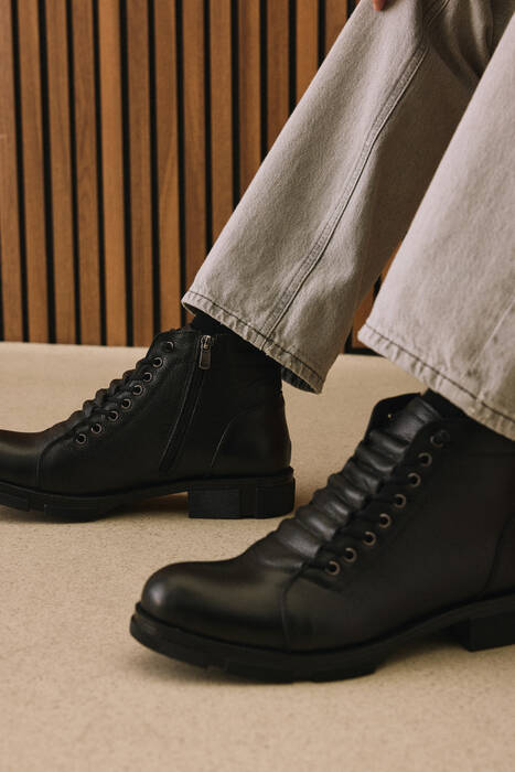 Hakiki Deri Erkek Bot Siyah