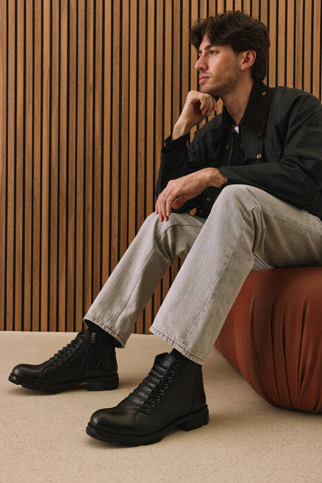 Hakiki Deri Erkek Bot Siyah