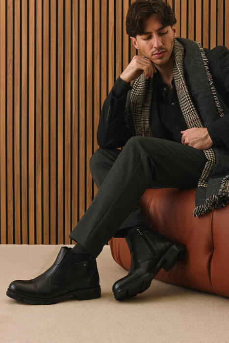 Hakiki Deri Erkek Bot Siyah