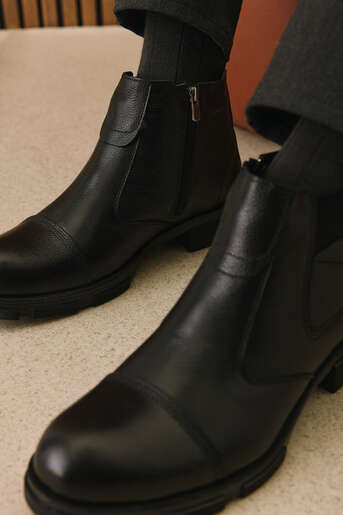 Ziya - Hakiki Deri Erkek Bot Siyah (1)