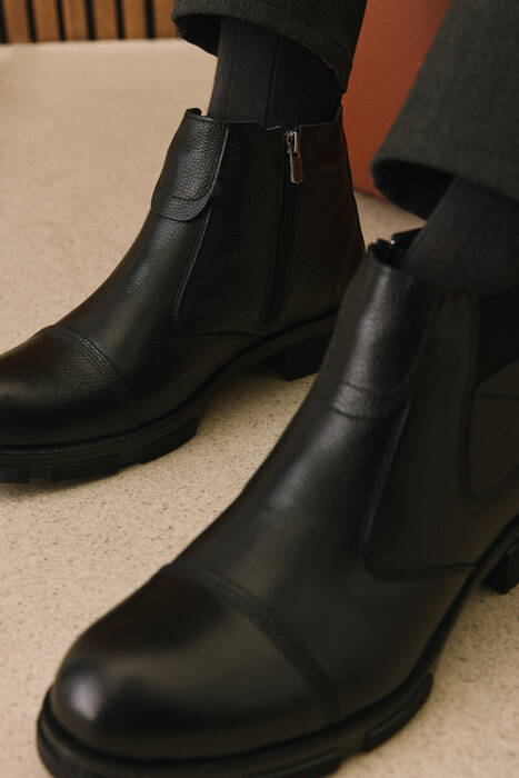 Hakiki Deri Erkek Bot Siyah