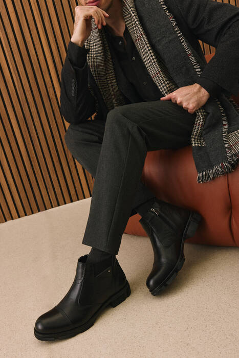 Hakiki Deri Erkek Bot Siyah