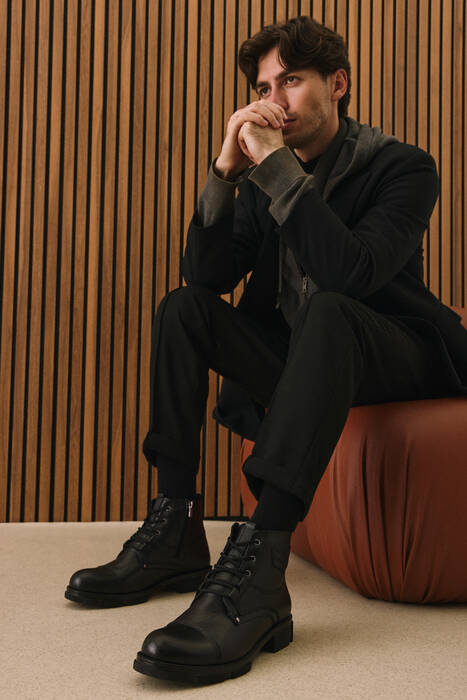 Hakiki Deri Erkek Bot Siyah