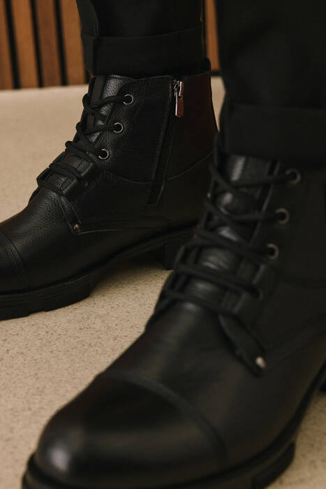 Hakiki Deri Erkek Bot Siyah