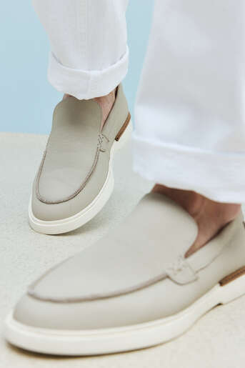 Ziya - Beige Genuine Leather Men's Casual Shoes (1)