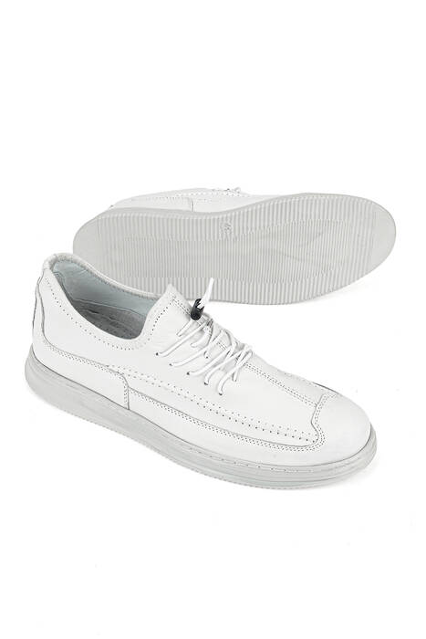 Hakiki Deri Erkek Günlük Ayakkabı Beyaz