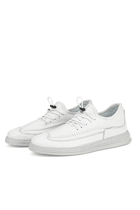 Hakiki Deri Erkek Günlük Ayakkabı Beyaz