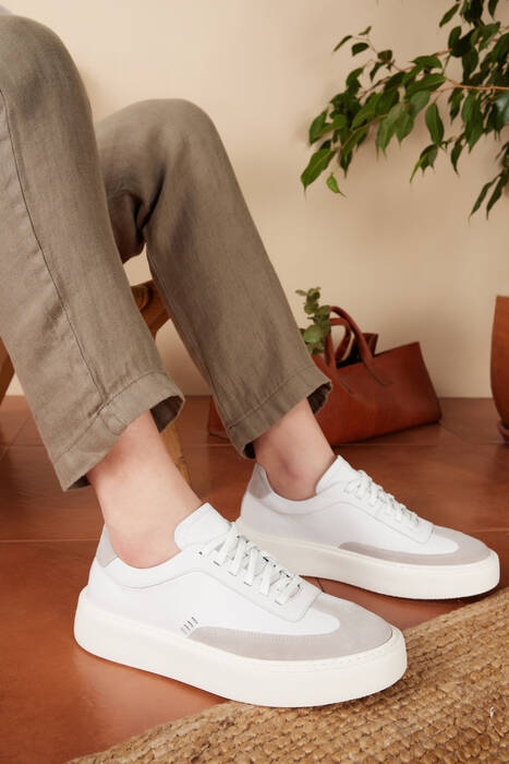 Hakiki Deri Erkek Günlük Ayakkabı Beyaz