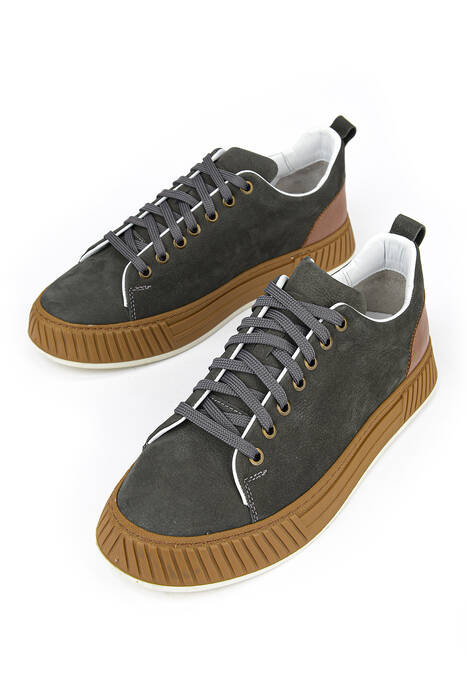 Hakiki Deri Erkek Günlük Ayakkabı Gri