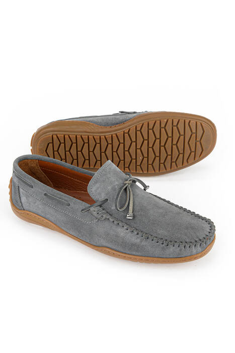 Hakiki Deri Erkek Günlük Ayakkabı Gri