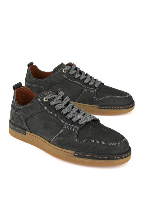 Hakiki Deri Erkek Günlük Ayakkabı Gri