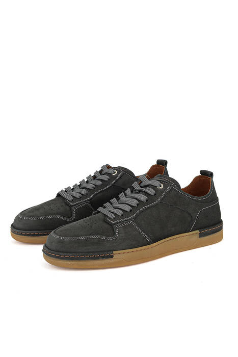 Hakiki Deri Erkek Günlük Ayakkabı Gri