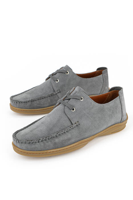 Hakiki Deri Erkek Günlük Ayakkabı Gri