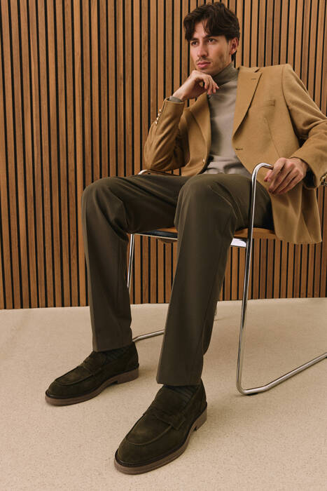 Hakiki Deri Erkek Günlük Ayakkabı Haki