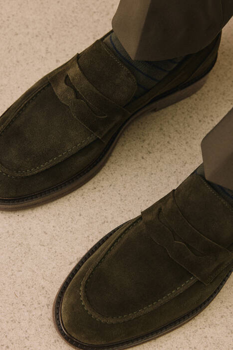 Hakiki Deri Erkek Günlük Ayakkabı Haki