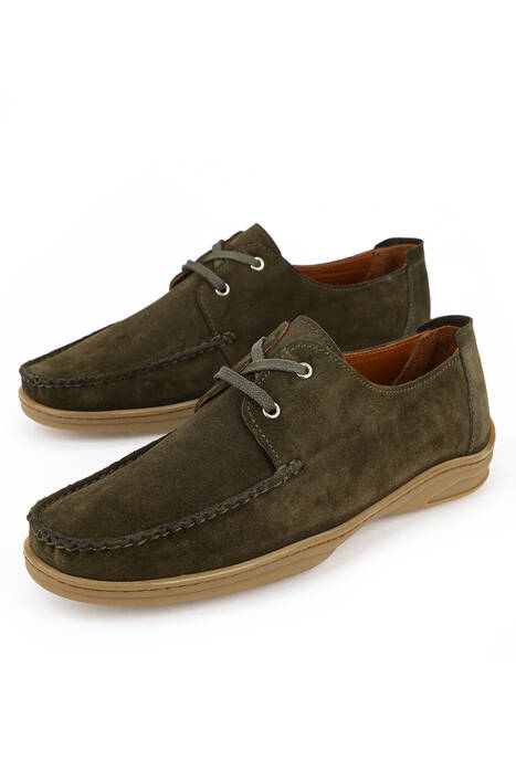 Hakiki Deri Erkek Günlük Ayakkabı Haki