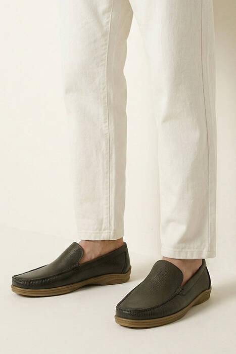 Hakiki Deri Erkek Günlük Ayakkabı Haki