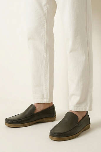 Ziya - Khaki Genuine Leather Men's Casual Shoes