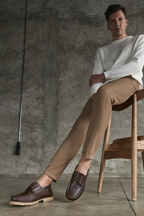 Hakiki Deri Erkek Günlük Ayakkabı Kahverengi