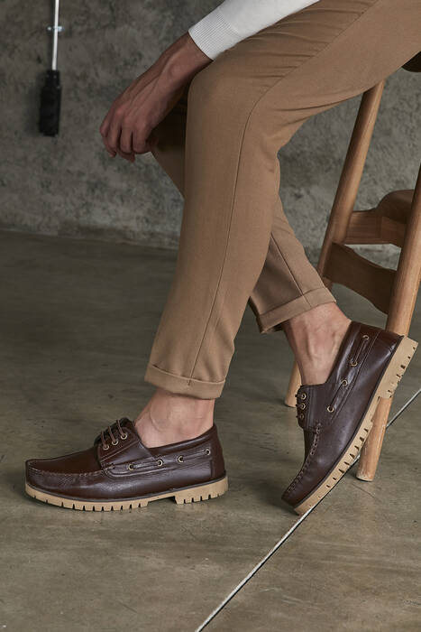 Hakiki Deri Erkek Günlük Ayakkabı Kahverengi